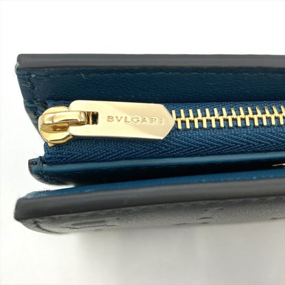 Bulgari Bvlgari Zippy Compact Wallet Infinitum Fold Wallet Leather Black Gold