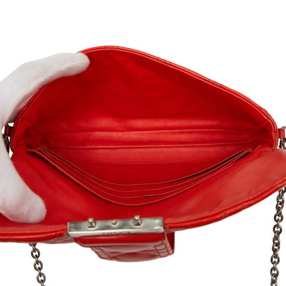 Dior Cannage Crossbody Chain Wallet Shoulder Bag Orange Enamel Women's Dior