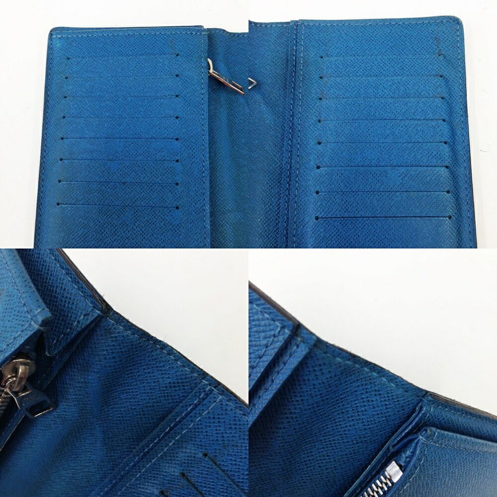 Louis Vuitton Portefeuille Brazza Long Wallet Taiga Leather Blue M32815 Blue