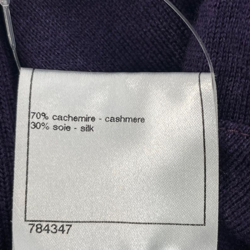Chanel Top Coco Button Cashmere Silk Knit Purple Size 38