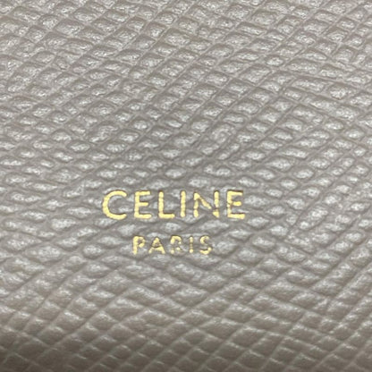 Celine Trifold Wallet Small Tri-fold Wallet Gray Beige Leather