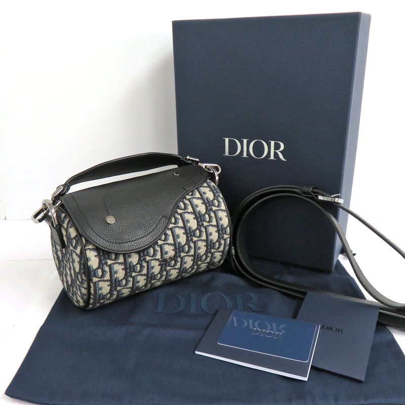Dior Saddle Lola Mini Bag Oblique 1adp0262yky Black Calfskin Shoulder