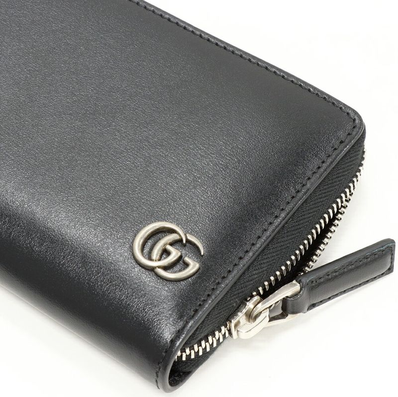 Gucci Round Zipper Long Wallet With Coin Purse GG Marmont Double G Zip Around
