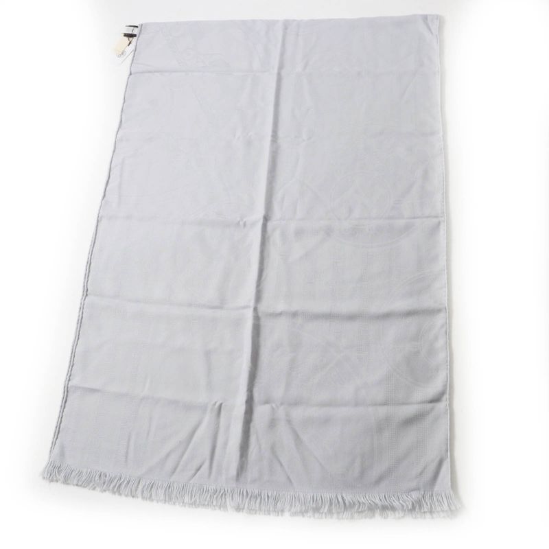 Hermes 2022 H262494s New Livris Cashmere Silk Stole/muffler Light Gray Made In