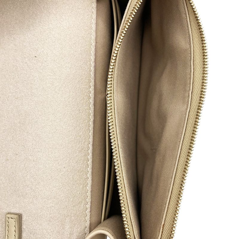 Fendi Multi Studded Chain Wallet Shoulder Bag Leather 8m0346 Beige Gold