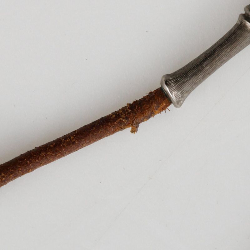 Hermes Bamboo Halter Leather X Metal Silver/brown Ladies 32g Necklace