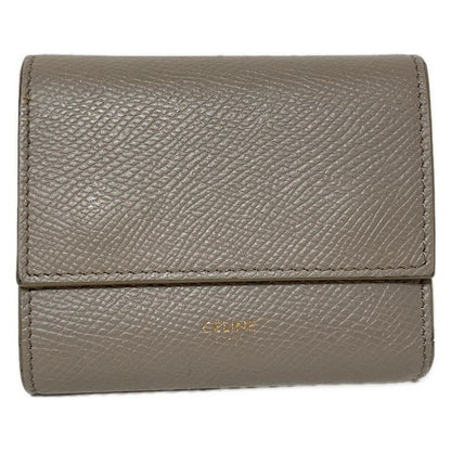 Celine Trifold Wallet Small Tri-fold Wallet Gray Leather