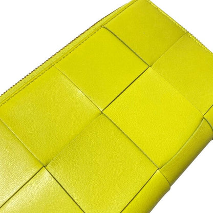 Bottega Veneta Long Wallet Cassette Zip Around Wallet Yellow Green Leather