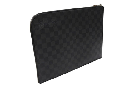 Louis Vuitton Pochette Jour GM Damier Graphite Black Gray Silver Clutch — view 3
