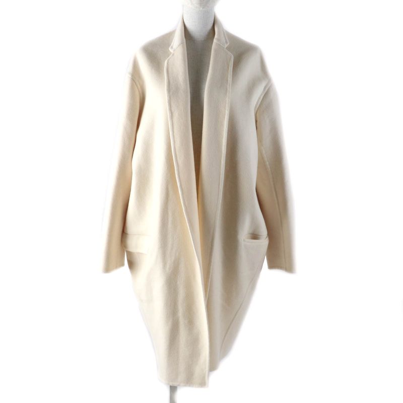 Celine 2 8h13/6700 100% Cashmere Egg Crombie Coat Ivory 40 With Hanger Garment
