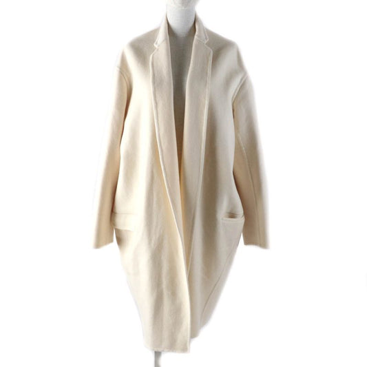 Celine 2 8h13/6700 100% Cashmere Egg Crombie Coat Ivory 40 With Hanger Garment