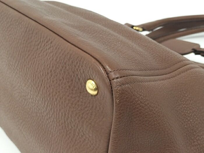 Prada Shoulder Bag Leather Brown Bn2534