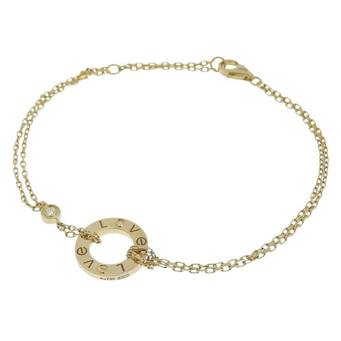 Cartier Love Circle 2P Diamond Bracelet 18K Yellow Gold 750 Yellow Gold With