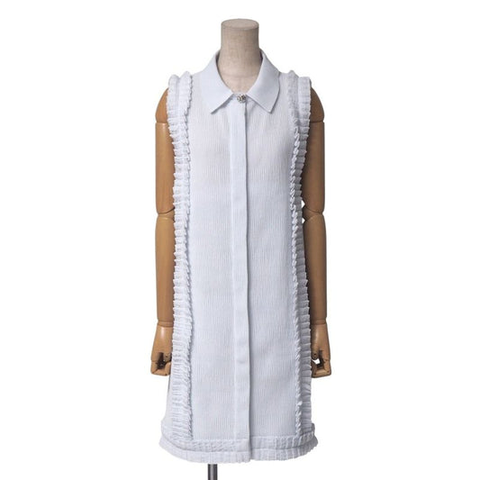 Chanel Dress Size 34 P54 Ruffle Embellishment Knit Sleeveless Dress With