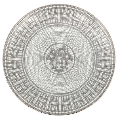Hermes Tableware Dess Ert Plate Mosaic 24 Porcelain Platinum Porcelain Dish