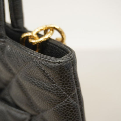 Chanel Tote Bag Revival Tote Caviar Skin Black Gold Hardware Women's