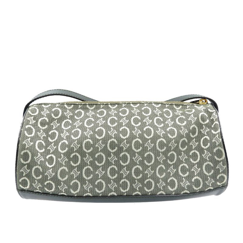Celine C Macadam Pattern Canvas Leather Gold Hardware Olive Green Shoulder Bag