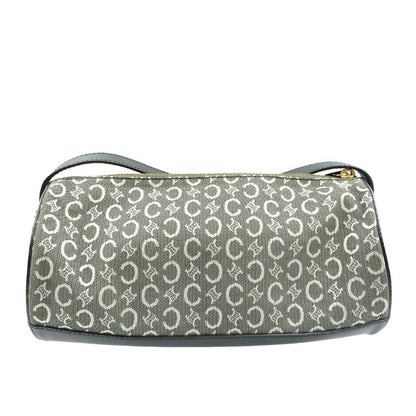 Celine C Macadam Pattern Canvas Leather Gold Hardware Olive Green Shoulder Bag