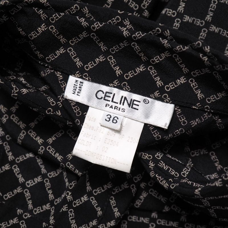 OLD Celine Old Celine Vintage Long Sleeve Shirt Size 36 Total Silk Logo Check