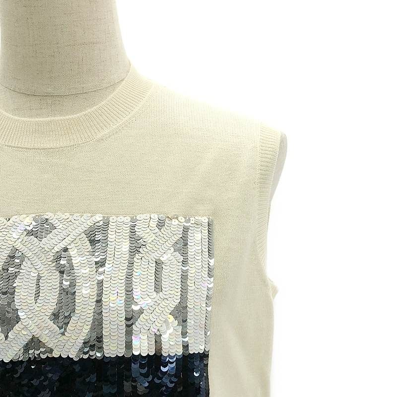 Christian DIOR - Sequin Embellished Knit Vest - 44 - Ivory - Women's