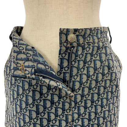 Christian DIOR | Total Pattern Oblique Jacquard Logo Button Back Slit Skirt |