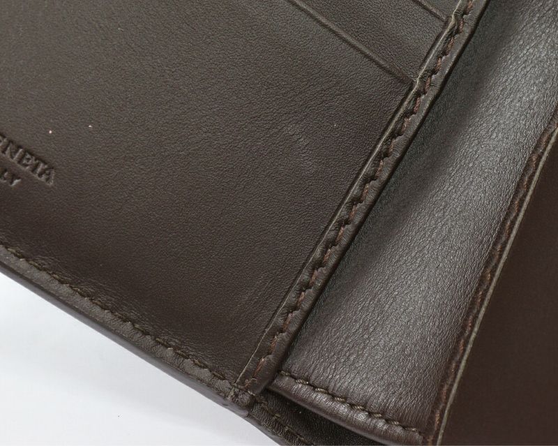 Bottega Veneta Bifold Billfold Without Coin Purse Intrecciato Calf Dark Brown