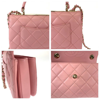 Chanel Matelasse Coco Mark Turnlock Logo Plate Pink Lamb Skin Chain Shoulder