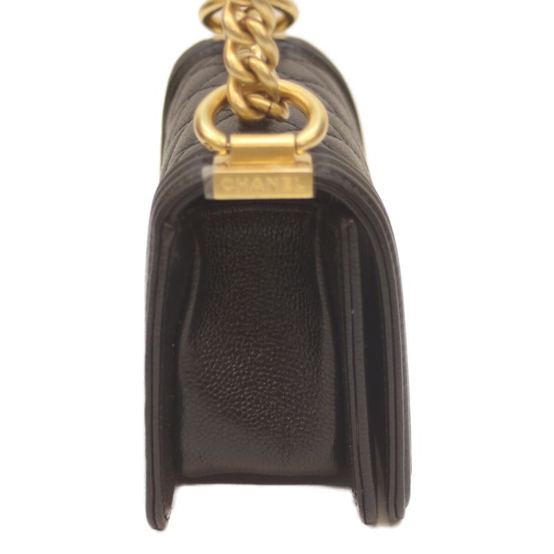 Chanel A67364 Black Caviar Skin Ghardware Mini Boy Chanel 15 Chain Shoulder Bag