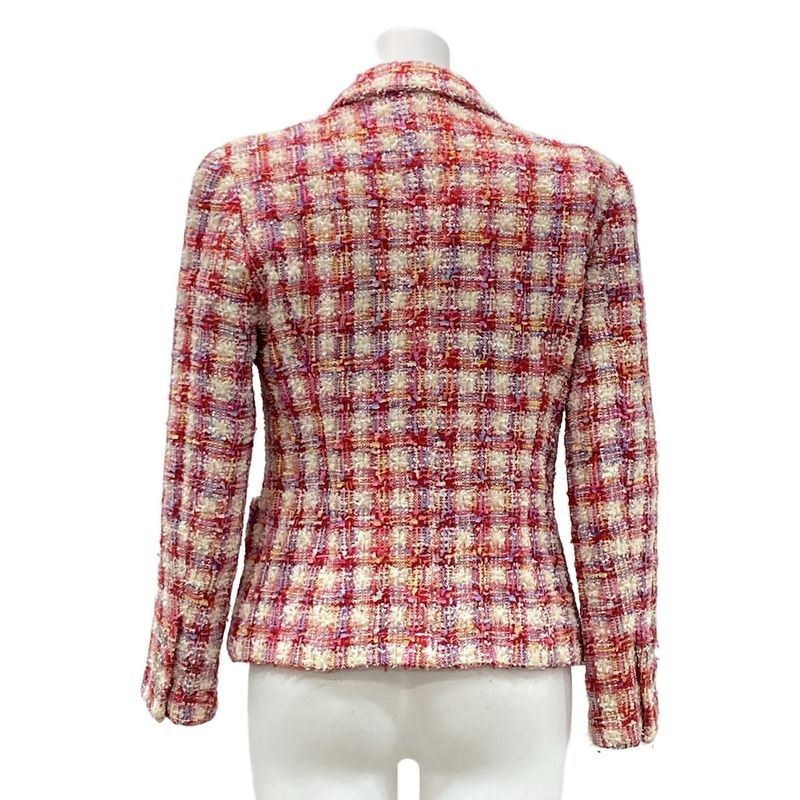 Chanel Jacket Size 40 M Ladies - P06313 Red X Ivory X Light Blue Long Sleeves /