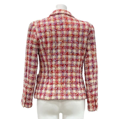 Chanel Jacket Size 40 M Ladies - P06313 Red X Ivory X Light Blue Long Sleeves /