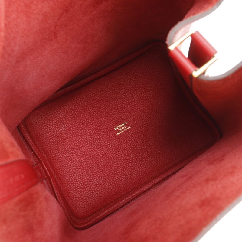 Hermes Picotin Lock 18 PM X Taurillon Maurice Red/gold Hardware C Ladies Handbag