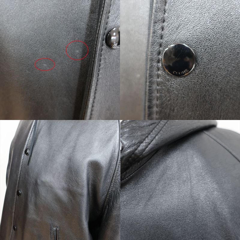Celine Hooded Jacket Black Notation Size 44 Soft Lambskin Leather