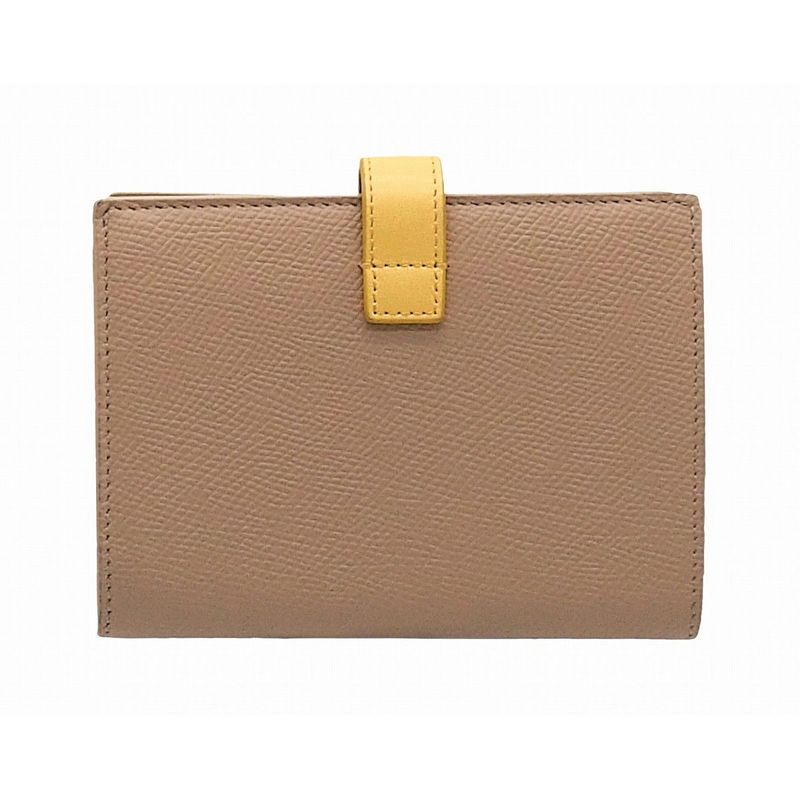 Celine Medium Strap Wallet Calfskin Nude Beige Citron Yellow Bicolor Wallet