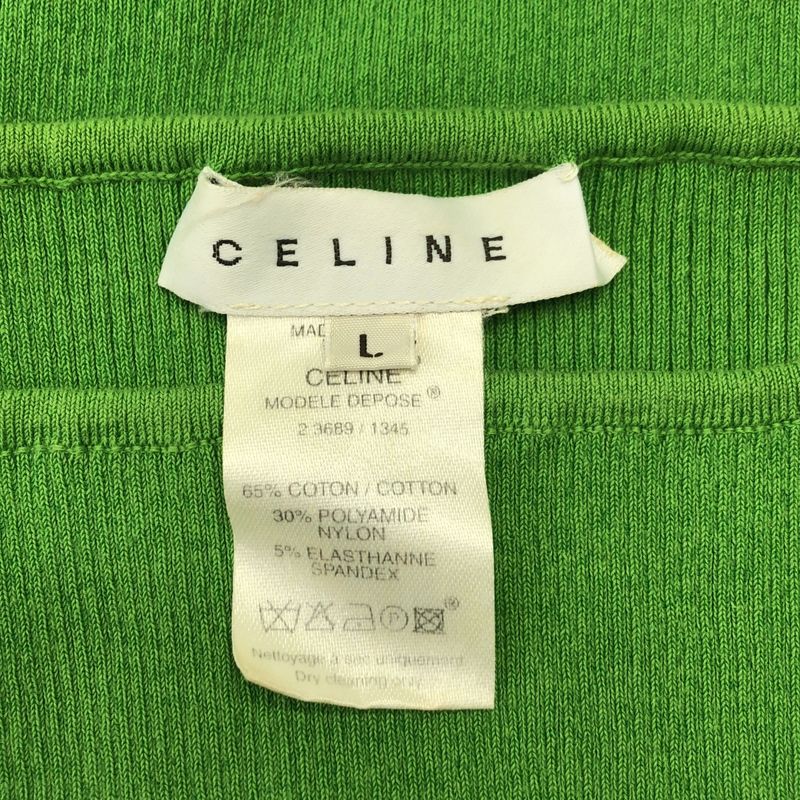 Celine - Cotton Logo Gold Button Knit Top - L - Green - Women's