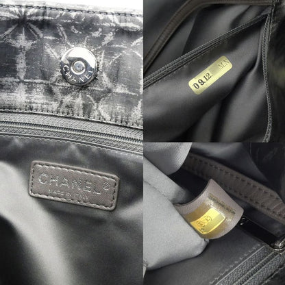 Chanel Nylon Chain Tote Bag Silver Hardware Quilted Women's