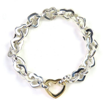 Tiffany & Co Heart Link Bracelet 925 750 Accessory Silver Gold Weight 36.2g