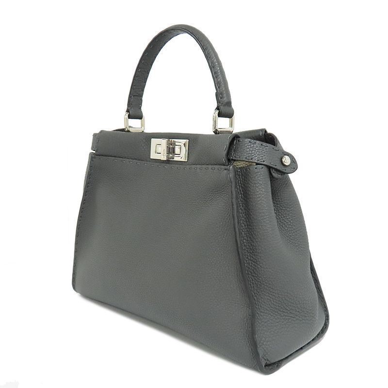 Fendi P-cub-medium Selleria 8bn290 Handbag 2WAY Asphalt Gray-leather