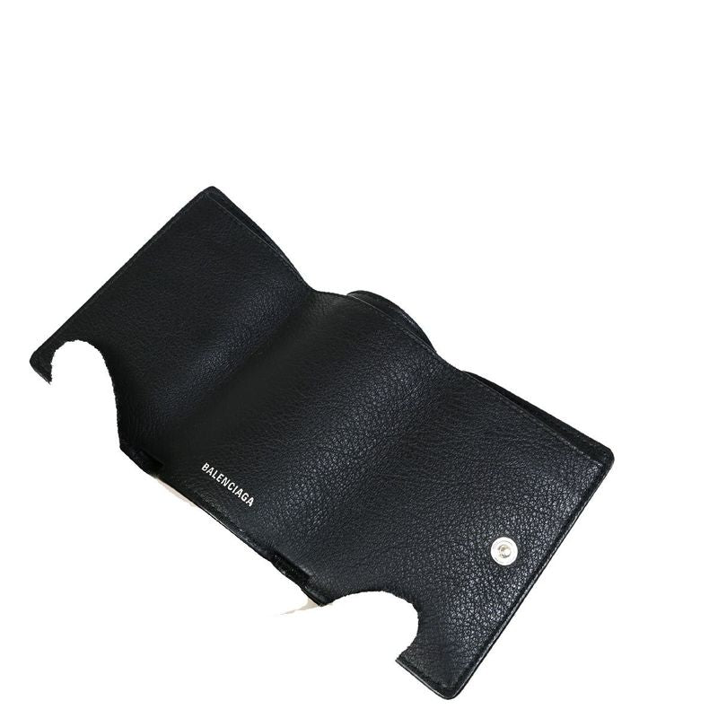 Balenciaga Trifold Wallet Mini Wallet Leather Black 62ka374