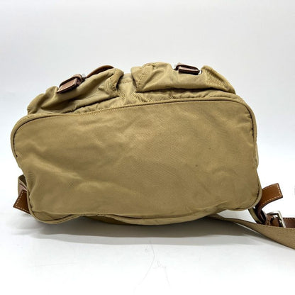 Prada Backpack Sac Logo Plate Nylon Brown