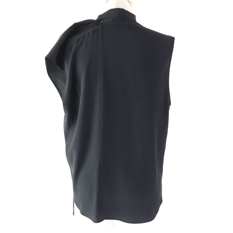 Balenciaga 2018 558176 Silk Blend Asymmetrical Sleeveless Blouse Top Black 34