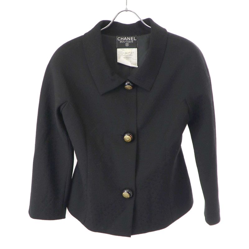 Chanel Vintage Jacket&skirt Vintage Setup Black 38