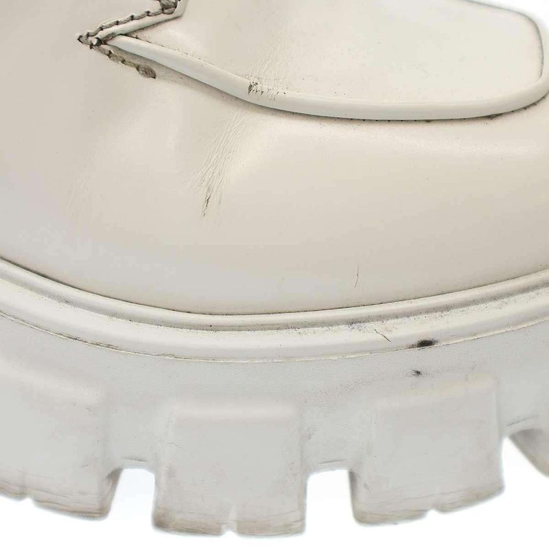 Prada Monolith Brushed Leather Lace Up Shoes 708 White 36