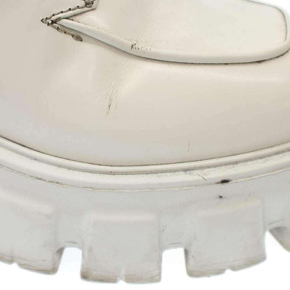 Prada Monolith Brushed Leather Lace Up Shoes 708 White 36