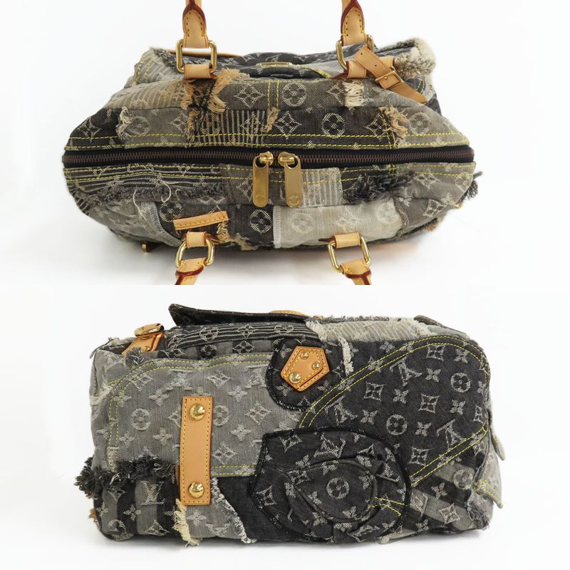Louis Vuitton Bowery M95377 Monogram Denim Shoulder Tote Bag Gray