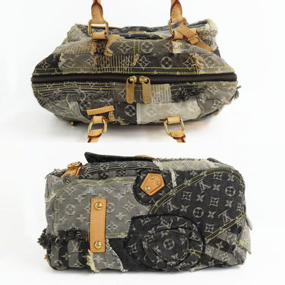 Louis Vuitton Bowery M95377 Monogram Denim Shoulder Tote Bag Gray