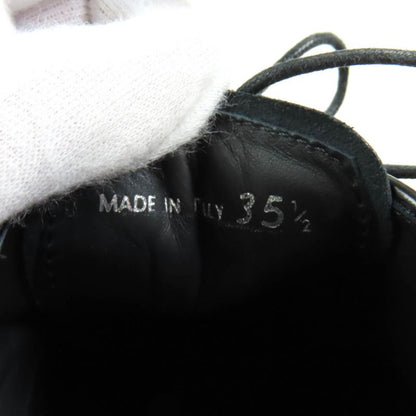 Prada Back Logo Platform Lace Up Leather Shoes Black 35.5 With Box And Storage