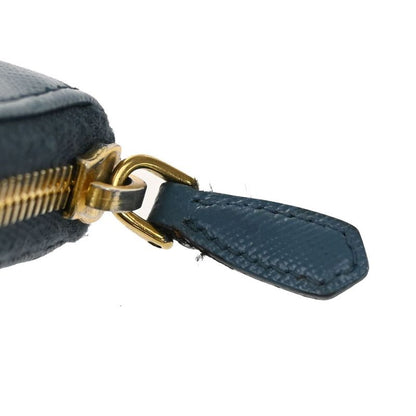Prada Long Wallet Round Zipper Saffiano Blue 30ka915
