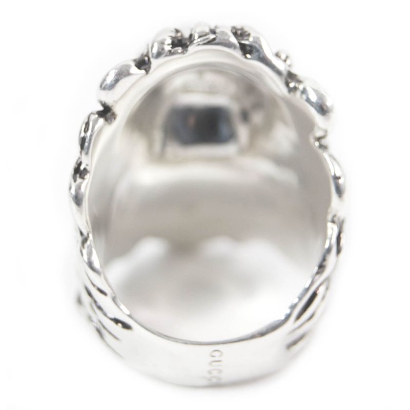 Gucci Lion Head Ring - Ring Accessory - Colored Stone Silver Black 16 With Box