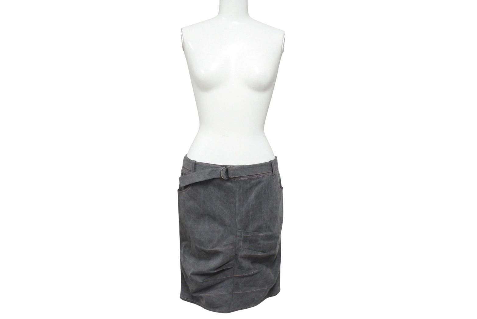 Dior Denim Skirt Belted Design Stitch Galliano 38