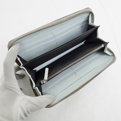 Fendi Round Zip Zipper Long Wallet Light Gray Light Blue 7m0210
